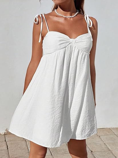 Tie Shoulder Babydoll Flowly Mini Summer Dress