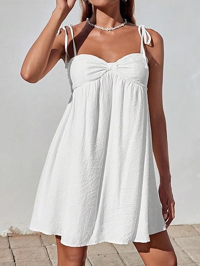 Tie Shoulder Babydoll Flowly Mini Summer Dress