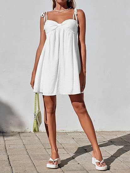 Tie Shoulder Babydoll Flowly Mini Summer Dress