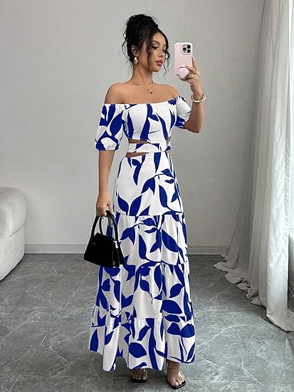 Off Shoulder Flowy Boho Maxi Dress