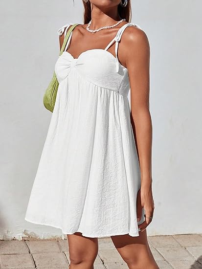 Tie Shoulder Babydoll Flowly Mini Summer Dress