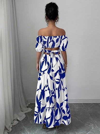 Off Shoulder Flowy Boho Maxi Dress